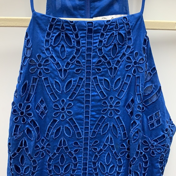 Parker Blue Cutout Floral Midi Dress Size XS - Picture 5 of 5